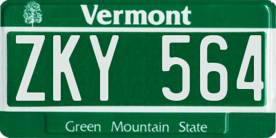 VT license plate ZKY564