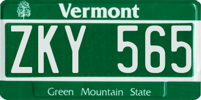 VT license plate ZKY565