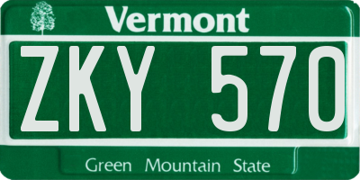 VT license plate ZKY570