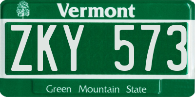 VT license plate ZKY573