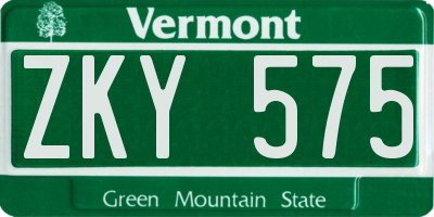 VT license plate ZKY575