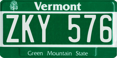 VT license plate ZKY576