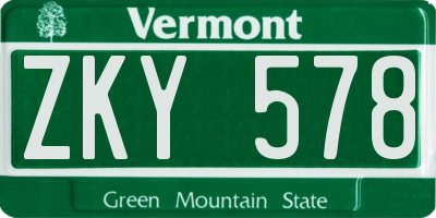 VT license plate ZKY578