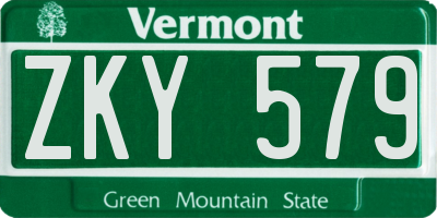VT license plate ZKY579