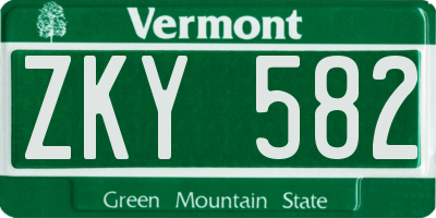 VT license plate ZKY582