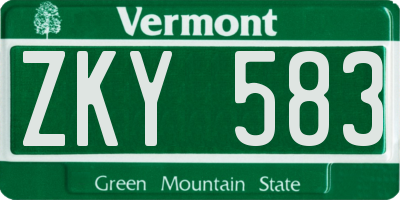 VT license plate ZKY583