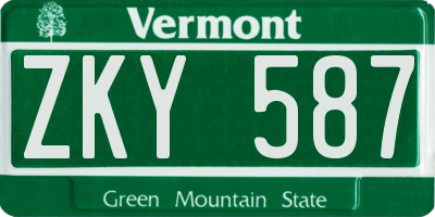 VT license plate ZKY587