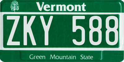 VT license plate ZKY588