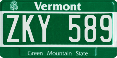 VT license plate ZKY589