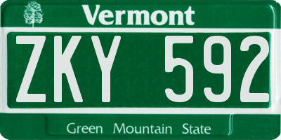 VT license plate ZKY592