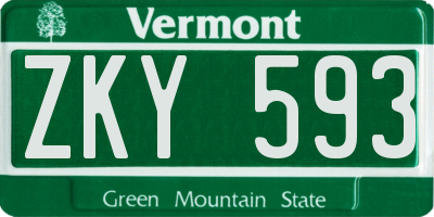 VT license plate ZKY593