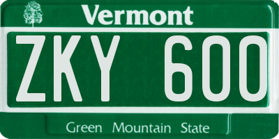 VT license plate ZKY600