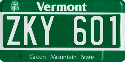 VT license plate ZKY601