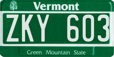 VT license plate ZKY603