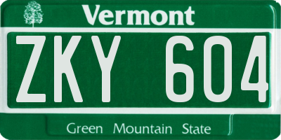 VT license plate ZKY604
