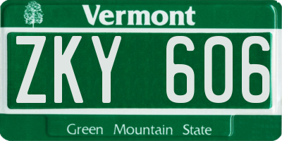 VT license plate ZKY606