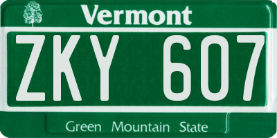 VT license plate ZKY607