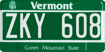 VT license plate ZKY608