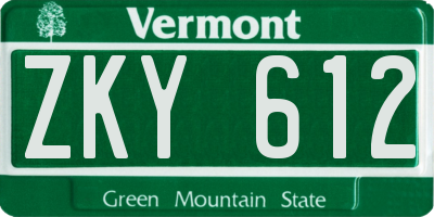 VT license plate ZKY612