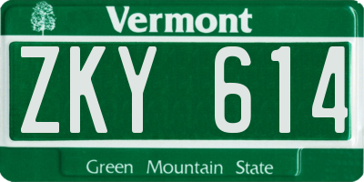 VT license plate ZKY614
