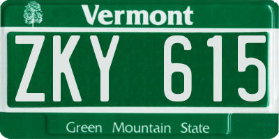 VT license plate ZKY615