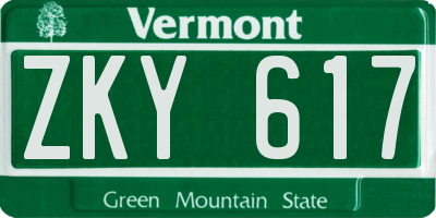 VT license plate ZKY617