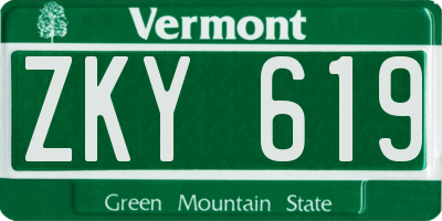 VT license plate ZKY619