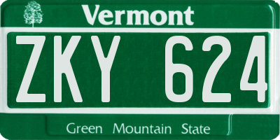 VT license plate ZKY624