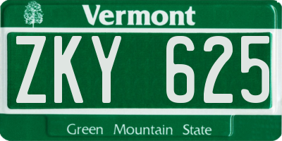 VT license plate ZKY625