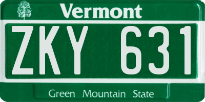 VT license plate ZKY631