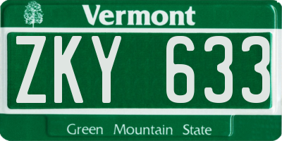 VT license plate ZKY633