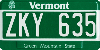 VT license plate ZKY635