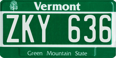 VT license plate ZKY636