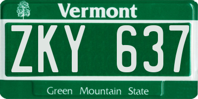 VT license plate ZKY637