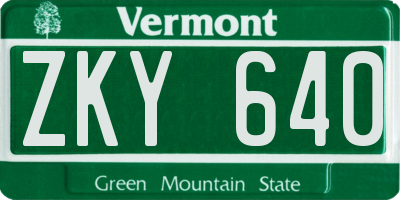 VT license plate ZKY640