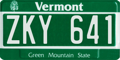 VT license plate ZKY641