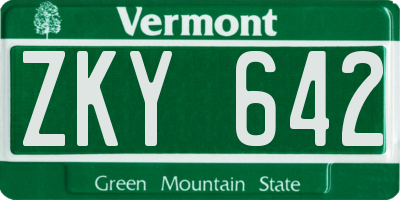 VT license plate ZKY642