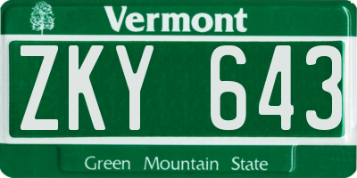VT license plate ZKY643
