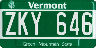 VT license plate ZKY646
