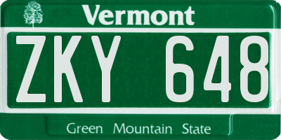 VT license plate ZKY648