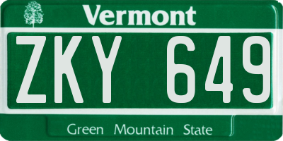 VT license plate ZKY649