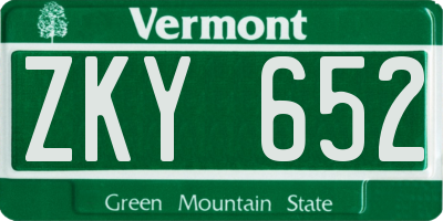 VT license plate ZKY652