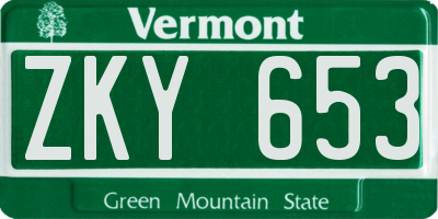 VT license plate ZKY653