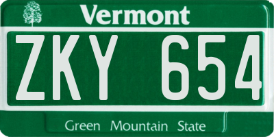 VT license plate ZKY654