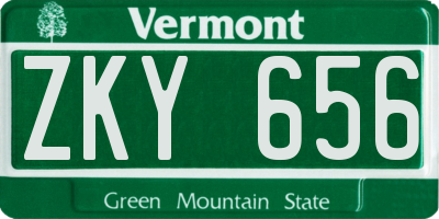 VT license plate ZKY656