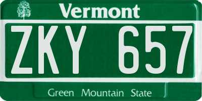 VT license plate ZKY657