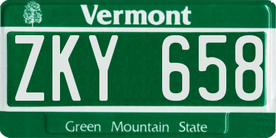 VT license plate ZKY658