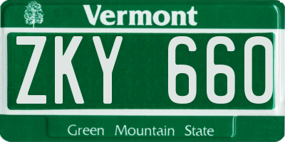 VT license plate ZKY660