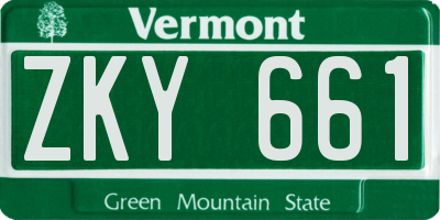 VT license plate ZKY661