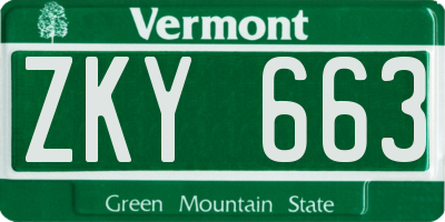 VT license plate ZKY663